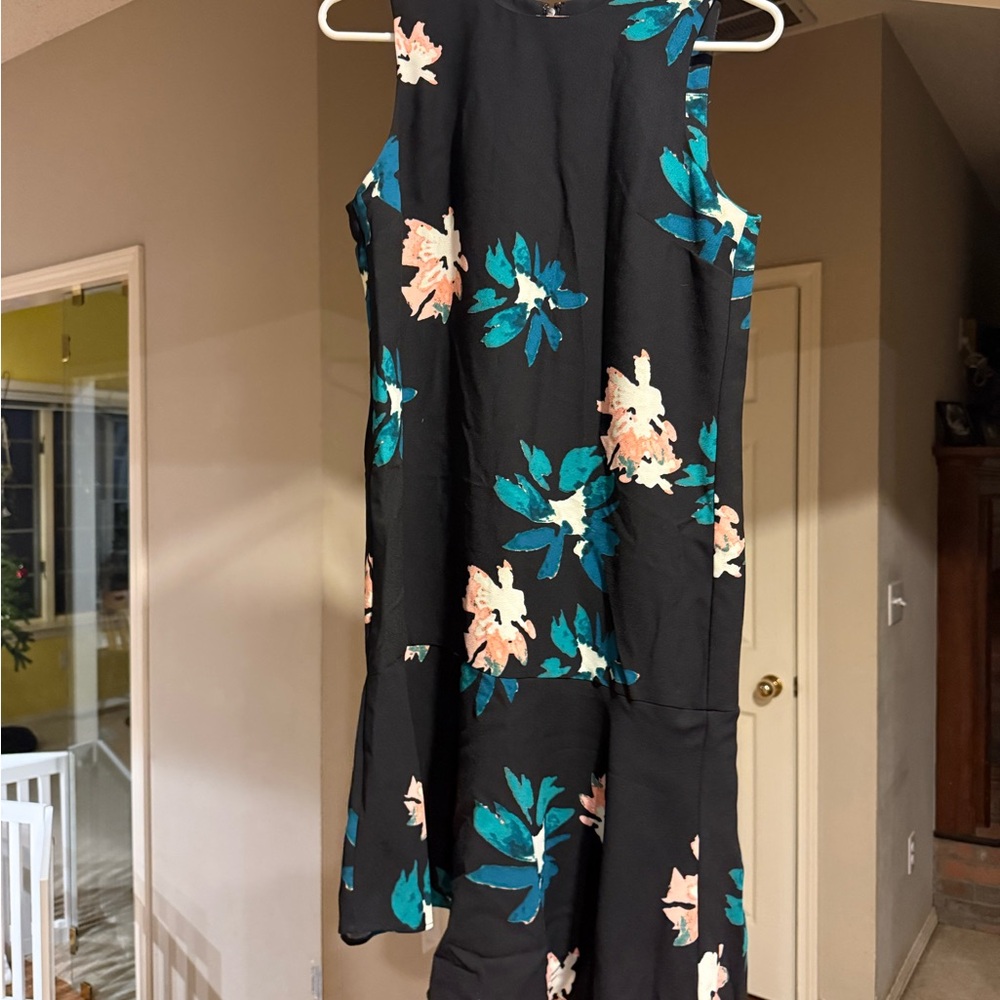 Who What Wear Black Dress with Floral Design